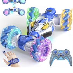Gesture Sensing RC Stunt Cars - 4WD 360° Rotating Remote Control Transform Car | All-Terrain Off Road Vehicle with Lights Music Blue  Brandnew  Only p