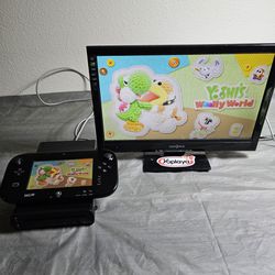 Nintendo Wii U 32GB Console, Gamepad System & Yoshi Game Bundle Works Great!