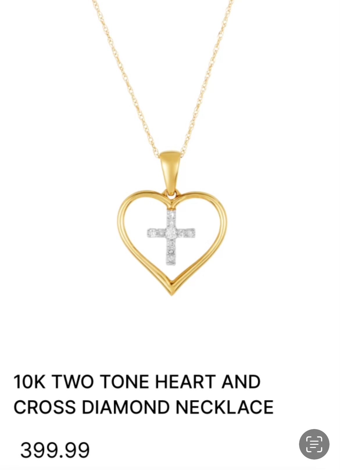 10k Heart Cross Necklace