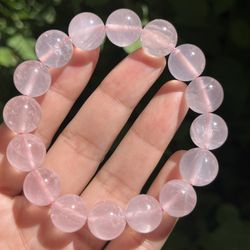 13mm Stretchable Pink Rose Quartz Bracelet 