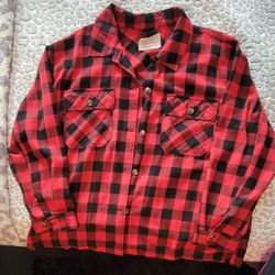 Ashley By 26 International Red and Black Plaid Button Down Shirt