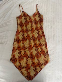Orange Leopard Print Slip Dress -New Condition