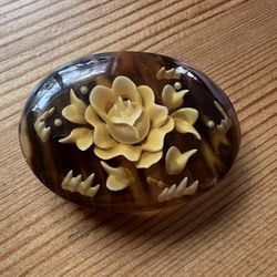 Oval Flower Obi Clasp Brooch