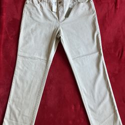   CHICO'S ULTIMATE FIT SLIM LEG REGULAR WOMENS PANTS DENIM JEANS BEIGE Size 20 22 XXL ‼️ NEW ‼️