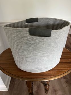Grey Woven Cotton Rope Storage Basket