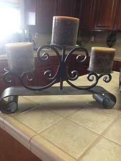 Wrought iron candle holder candles not included