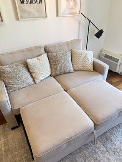 Pull-Out Sleeper Sofa / Loveseat, Beige, Pillows Included