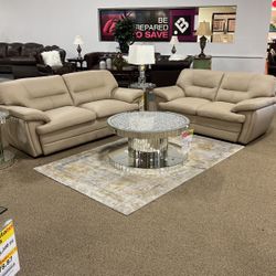 Italian Leather Sofa Loveseat 