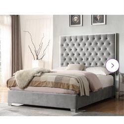 Queen velvetysuede bed frame