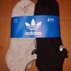 Adidas Men's Athletic Socks -No Show - Light Heather Grey/Black Black/ (6 Pair)