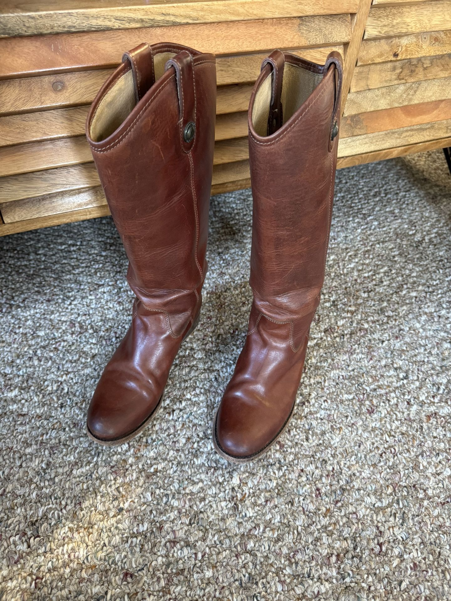Leather Boots Frye - Melissa Button Cognac Woman Size 6.5 (Used)
