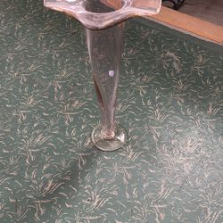 Vintage Fluted Wavy Glass Vase