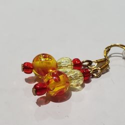 Red And Yellow Earrings + Matching Necklace