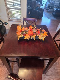 Dark Wood Dining Table with 4 Chairs