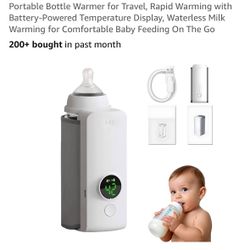 Portable Bottle Warmer for Travel, Rapid Warming with Battery-Powered Temperature Display, Waterless Milk Warming for Comfortable Baby Feeding On The