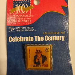 Uncle Sam United Postal Stamp Collection Lapel Pin
