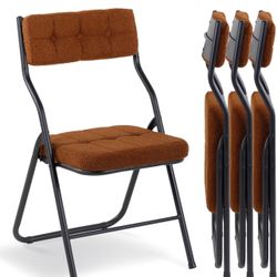 HOMEFUN Pack of 4 Padded Folding Chairs, Foldable Dining Chairs with Cushion, Portable and Assembled Extra Seating for Guests, Kitchen, Office, Weddin