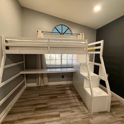 Twin Bunk Bed With Desks