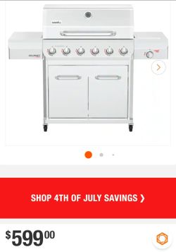Gourmet Pro 6-Burner Stainless Steel Propane Gas Grill with Searing Side Burner and Griddle Max Insert