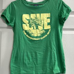 Rana Tropic Green Costa Rica Save The Rain Forest Girls T-Shirt - Large - VGUC
