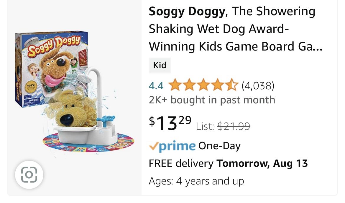 Soggy Doggy, Award-Winning Board Game , for Kids Ages 4 and up