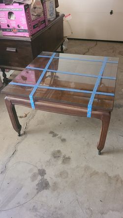 Square coffee table on casters