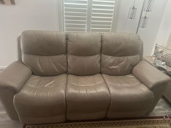 Lather electric sofa with 2 tables