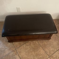 Leather Top Ottoman With Storage Space 