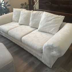 Beautiful White Couch, Single Lounge, Ottoman