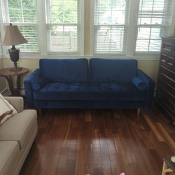 Blue Velvet Couch From Wayfair Length 6F 11 Inches By 26 Inches Height 