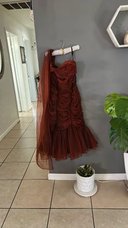 Burned Orange And Black Mice Corset Dress With Scarf