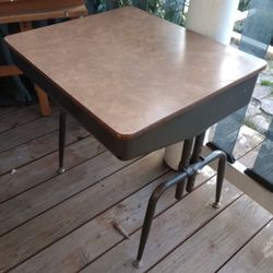 Vintage Steel Industrial School Desk w/ Lid