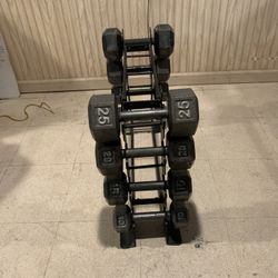 Dumbbell Set With Rack 10 To 25 Pounds 140 Pounds Total 
