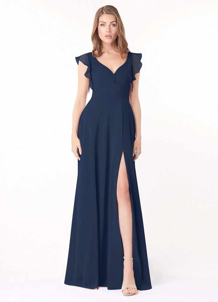 Azazie Rumi Dark Navy Bridesmaid Dress Size 10