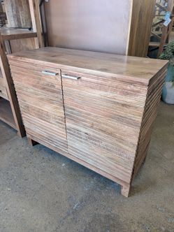 Fluted two door mango wood cabinet