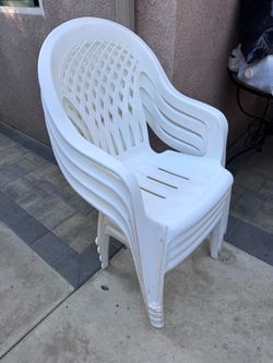 White Plastic Patio Chairs Set of 4