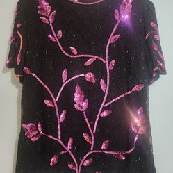 Stenay Plus Sz 1X Sequin Blouse EUC