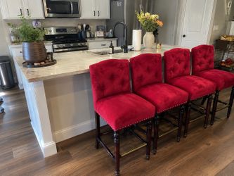 Set of 4 Red velvet Bar Stools OBO