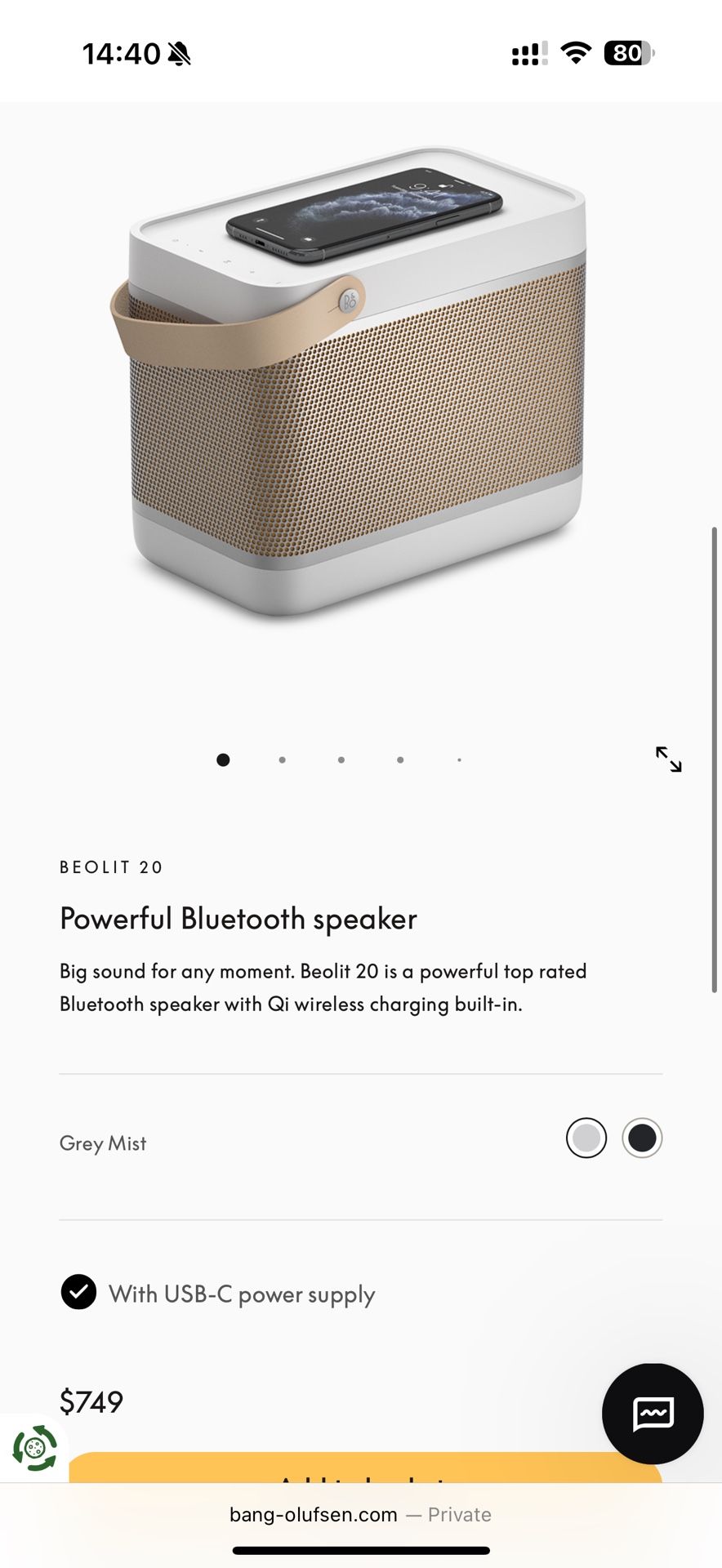 Beolit 20 Bluetooth Speaker