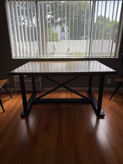 Dinning Room Table - wood and black iron