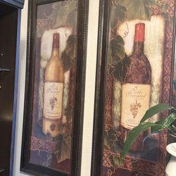 🍷 Framed Wine Wall Art – Set of 2