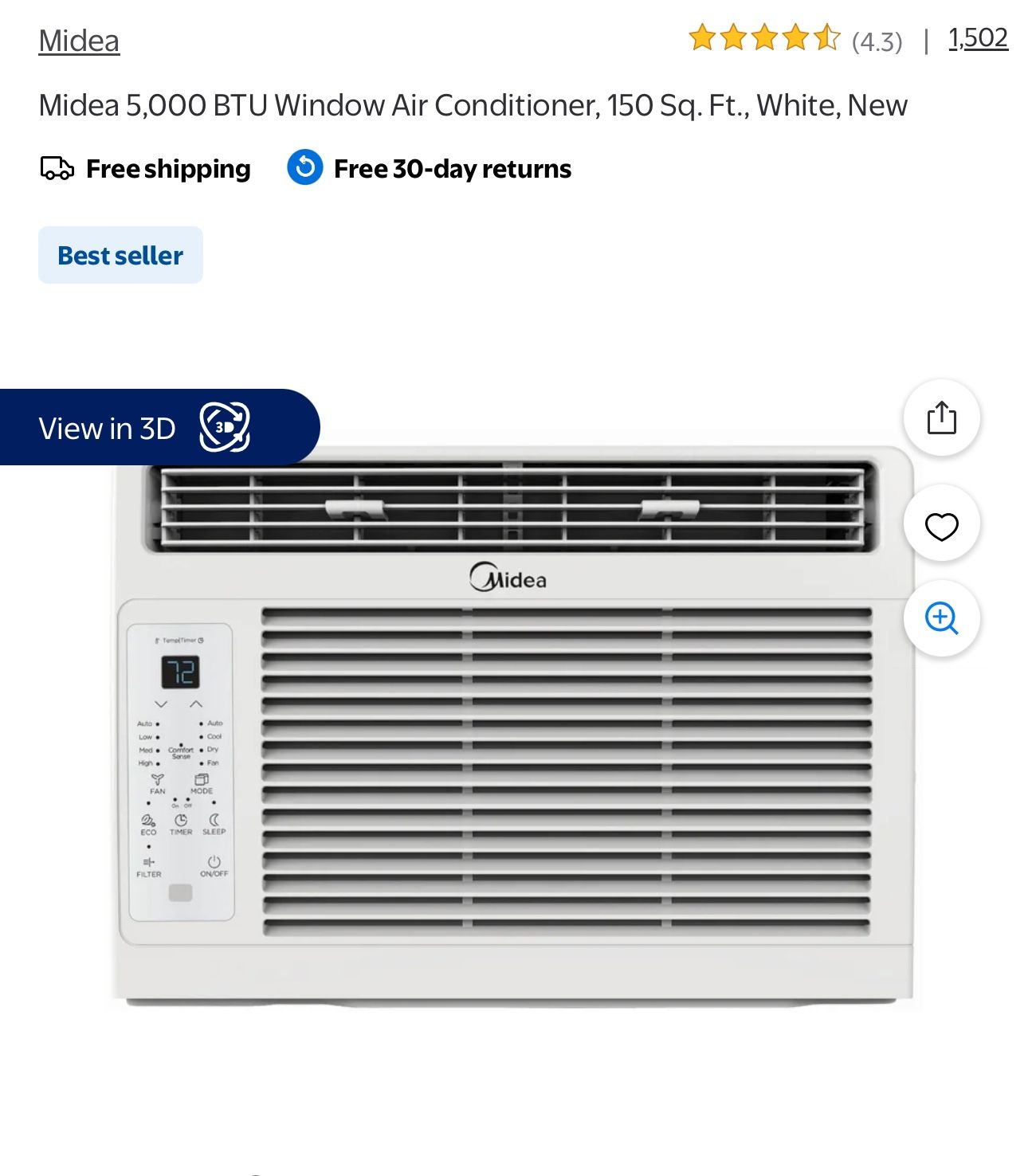 Midea Window Air Conditioner 5000 BTU 