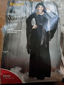 Spirit Black Velvet Hooded Robe Costume Adult SM/MD