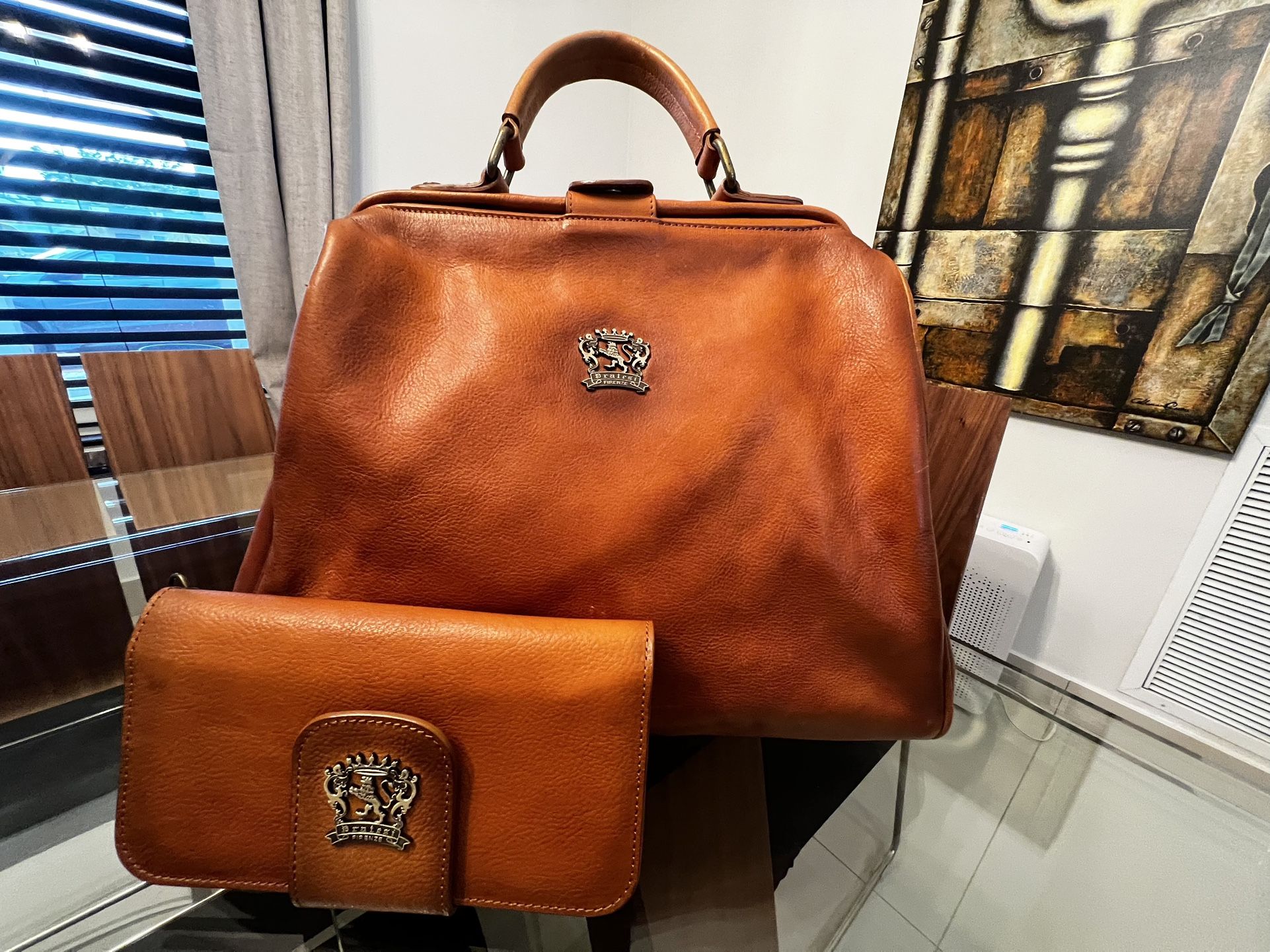 Italian Leather Bag And Matching Wallet