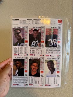 Vintage 1993 McDonald's LA Raiders GameDay Cards Complete Set (3 Sheets)
