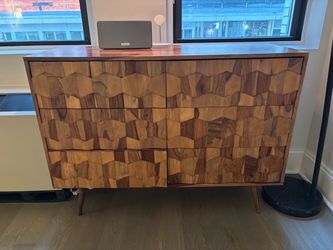 Mid-Century Modern Wood 6-Drawer Dresser