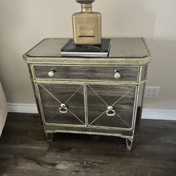 Z Gallerie Gold Mirrored Nightstand/ Side table 