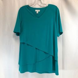 Susan Graver Liquid Knit Elbow Sleeve Tiered Tunic