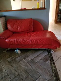 Red leather diwan