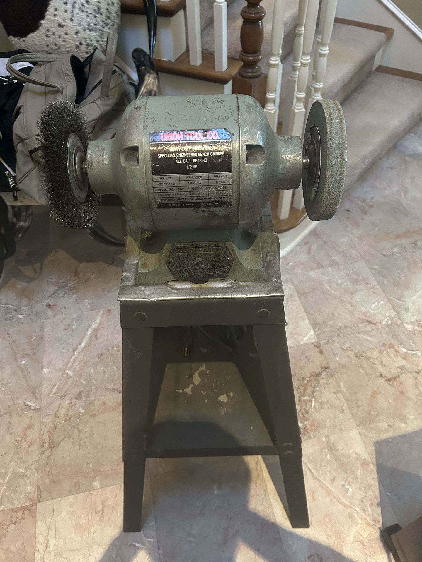 Union Tool Co Heavy Duty Industrial Bench Grinder